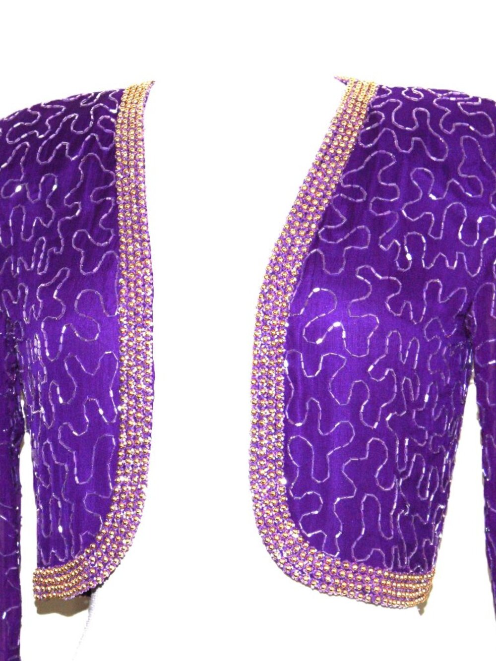 JASDEE Vintage Bolero Jacket Long Sleeve Hand Work Beading On Silk Style 245